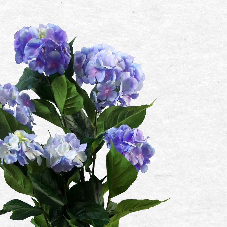 image 1 of Artificial Large Hydrangea Plant Flowering Bush Blue Botanik