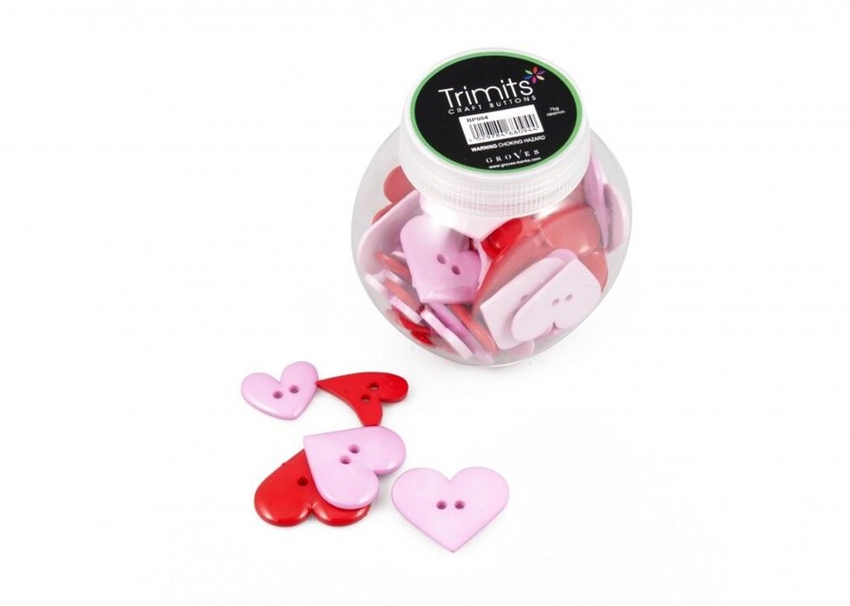 Trimits Assorted Hearts Jar of Buttons for Dressmaking - per pack