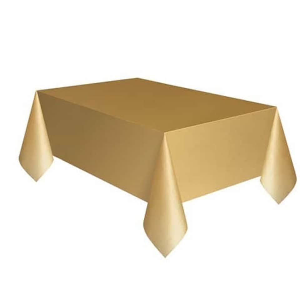 Gold Plastic Tablecover 274cm x 137cm