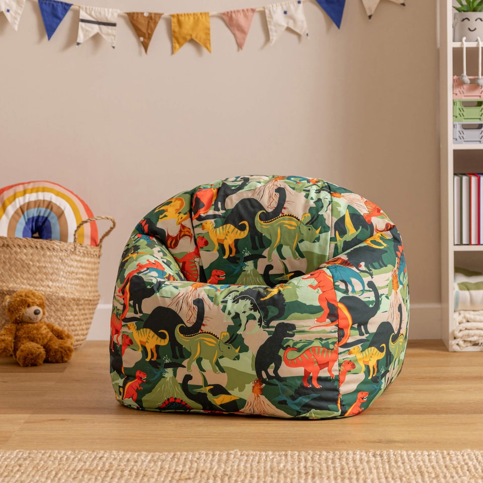 image 1 of Kids Dinosaur Bean Bag Chair Green Childrens Bean Bags | Green | Green | 1