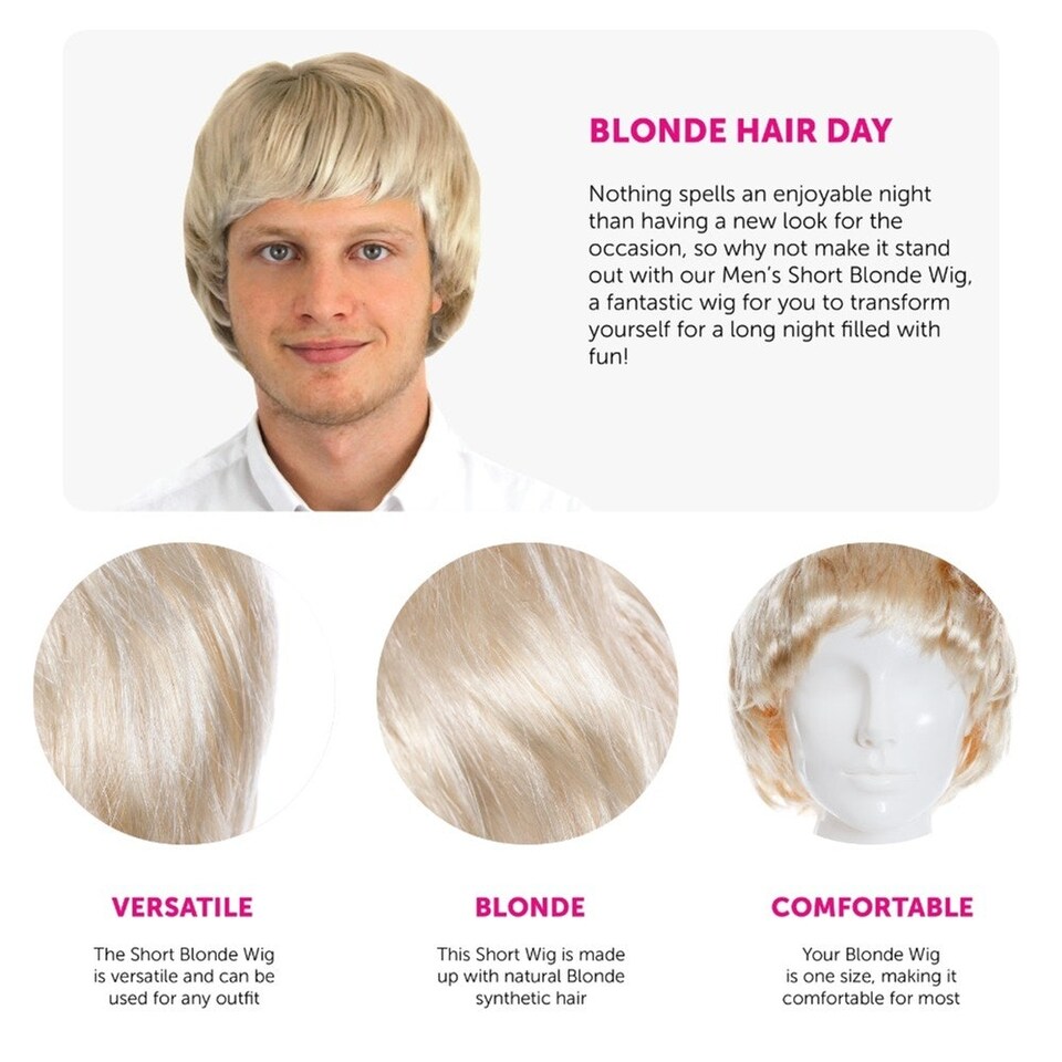 image 1 of Pack of 1 Short Male Wig - Blonde Cream | One Size