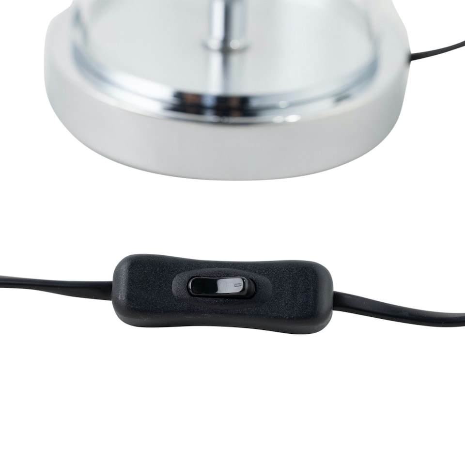 image 1 of Aura - Chrome Table Lamp with Black Pleated Velvet Shade Chrome | Black