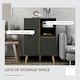 image 3 of HOMCOM Storage Cabinet Sideboard with Tempered Glass Adjustable Shelves