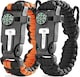 image 1 of aZengear Paracord Survival Bracelet (Pair), Flint Fire Starter, Whistle, Compass for Camping, Bushcraft and Emergency Equipment