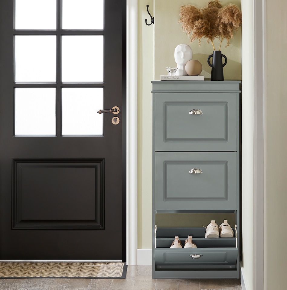 image 1 of SoBuy 3 Flip-Drawer Shoe Cabinet, Gray, 20.9x9.4x46.1 inches, 21.5 kg - FSR94-HG