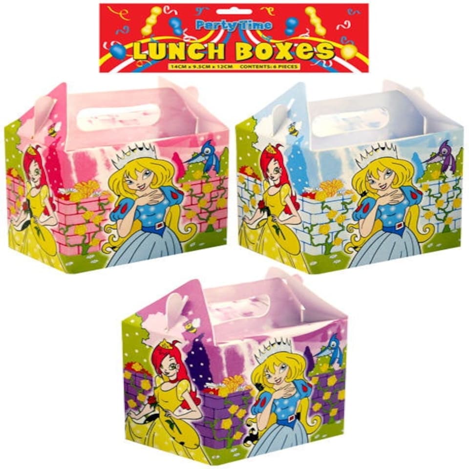 image 1 of Pack of 6 Party Time Princess Lunch Boxes