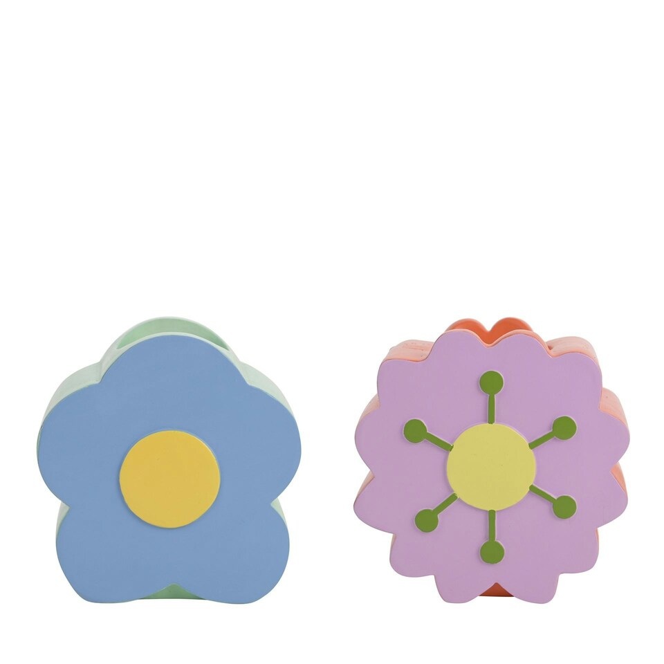 image 1 of Raspberry Blossom Set of 2 Candle Holders Multi