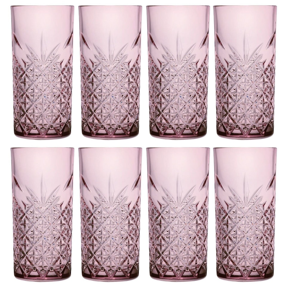 image 1 of Pasabahce Pink Coloured Tall Cut Glass | Pink | 8