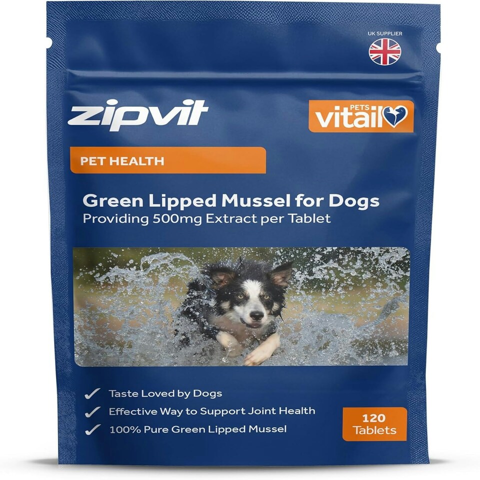 Green Lipped Mussel for Dogs Pouch, 500mg. 120 Tablets. Formulated for Your Dogs Health and Vitality.