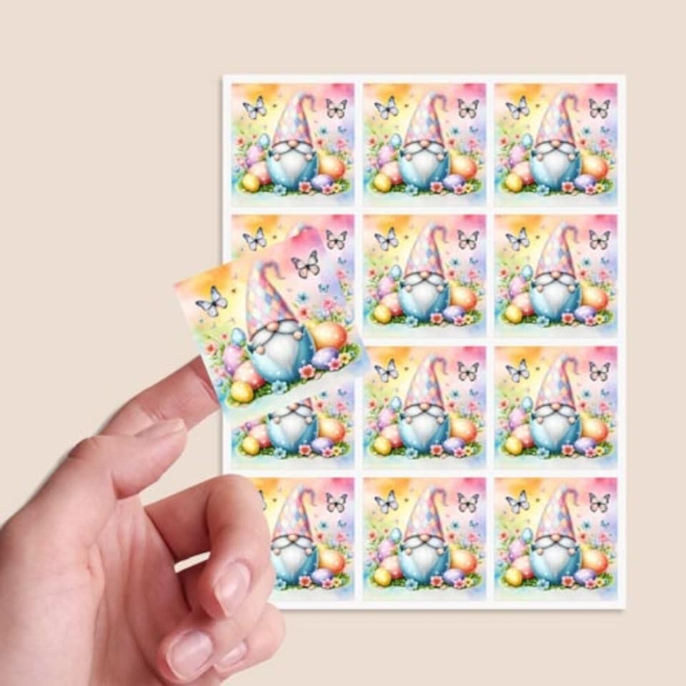 image 1 of Easter Gonk Square Stickers 65mm - Sheet of 12