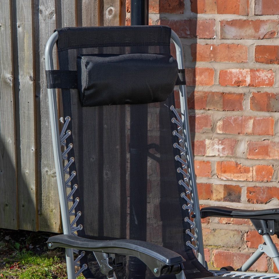 image 1 of Multi Position Garden Zero Gravity Relaxer Chair Sun Lounger in Black & Silver | Black | Black