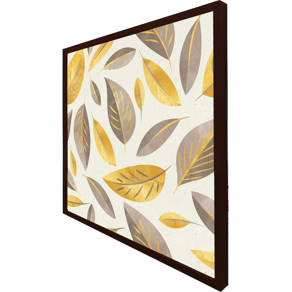 image 1 of Botanical gold and purple leaf (Picture Frame) Grey | L