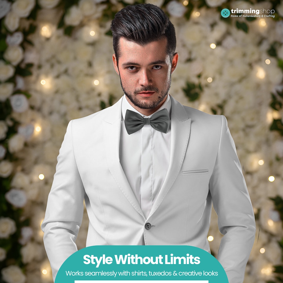 image 1 of Mens Bow Ties Colourful Plain Solid Satin Polyester Stylish Bow Ties