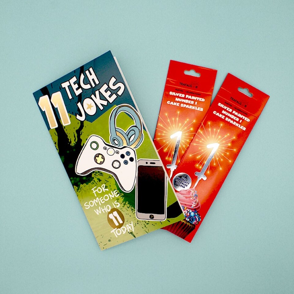 image 1 of 11th Birthday Tech Jokes Card And Age Candles - Card And Gift Bundle Multi | One Size