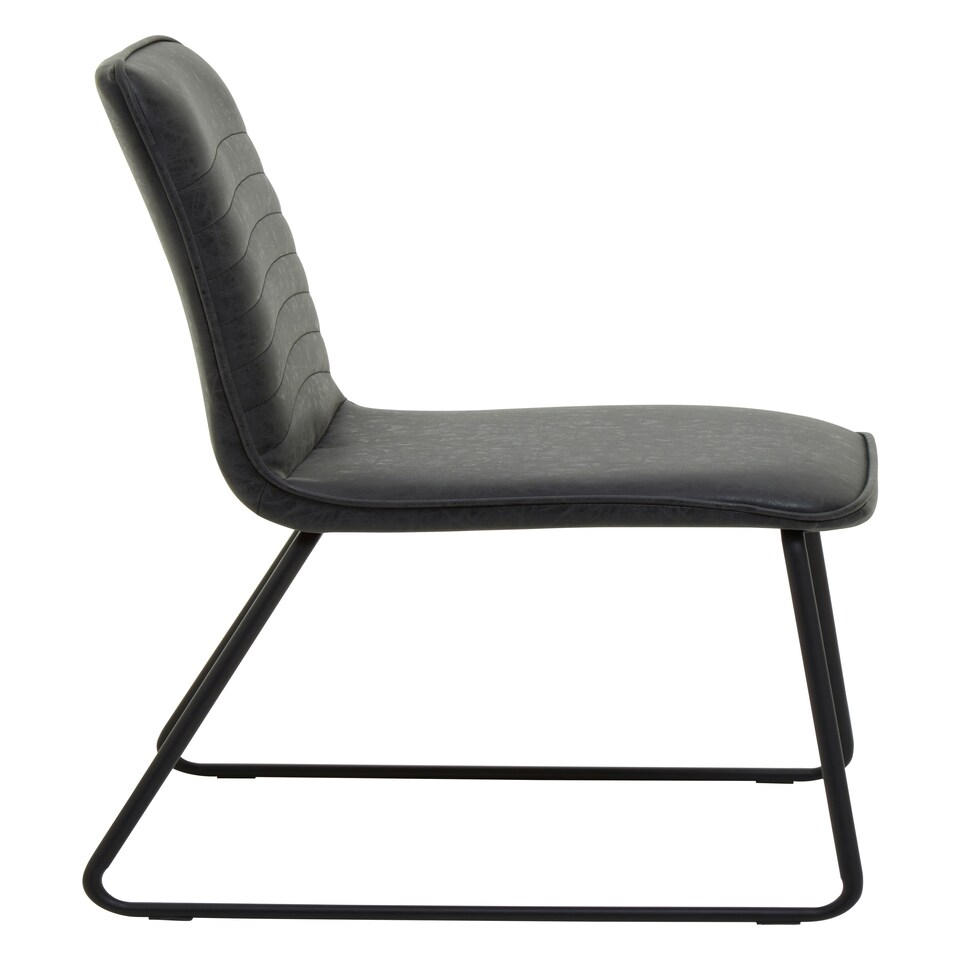 image 1 of Interiors by Premier Foundry Black Leather Effect Chair, Easy to Clean Outdoor Chair, Body Supportive High Back Accent Chair