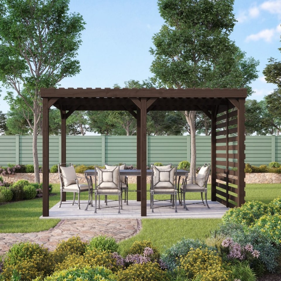 image 1 of Shade Pergola - Wood - L420 x W480 x H270 cm - Rustic Brown