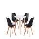 image 1 of 5PCs Dining Set - a White Round Dining Table & Set of 4 White Lorenzo Tulip chairs with Padded Seat | Black