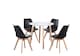 image 1 of 5PCs Dining Set - a White Round Dining Table & Set of 4 White Lorenzo Tulip chairs with Padded Seat | Black