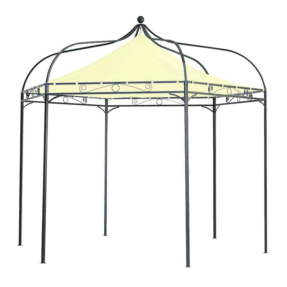 image 1 of Harlington Deluxe Steel Frame Gazebo With Roof Canopy In Ivory