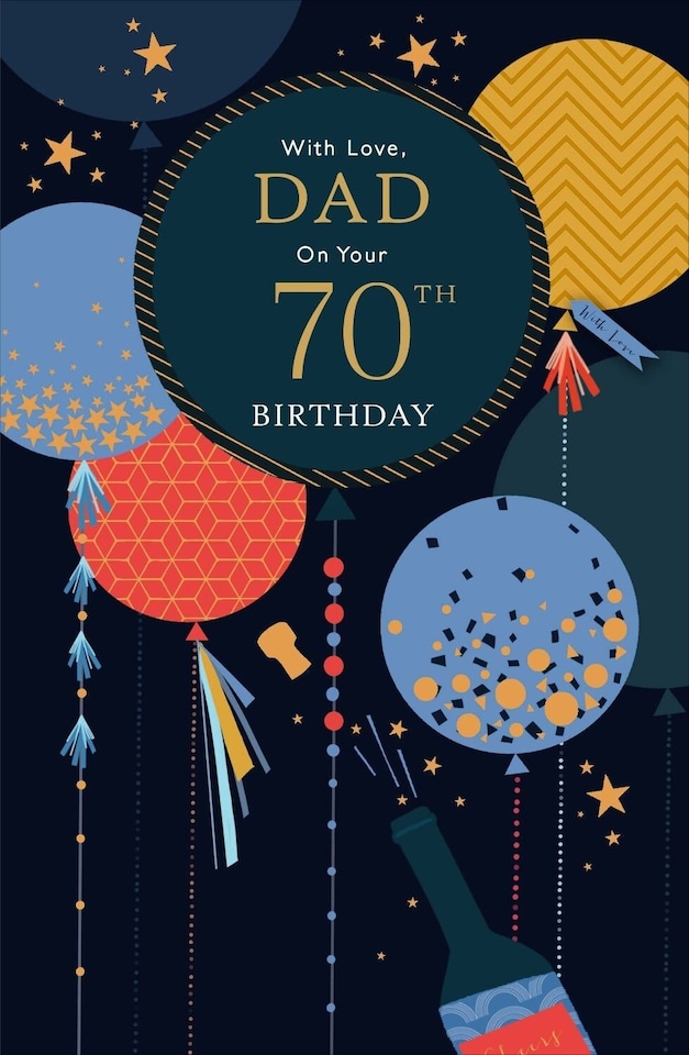 image 1 of Elegant Balloons Dad 70th Birthday Card