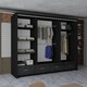 image 4 of Sleek High Gloss Sliding Wardrobe 255cm with Drawers | White/Black/Grey 3-Door Bedroom Storage Black | Black255cm