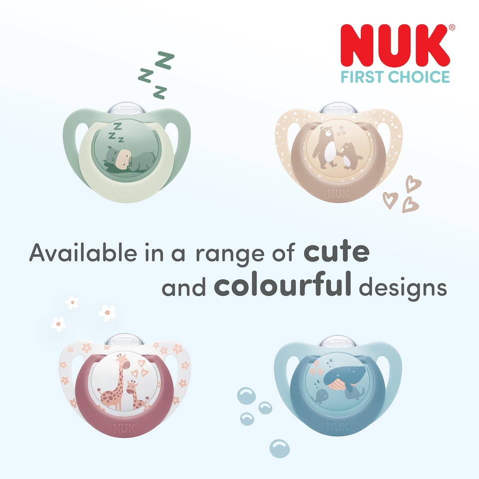 image 1 of NUK First Choice Glow in the Dark Night Soother 0-6m 2 Pack