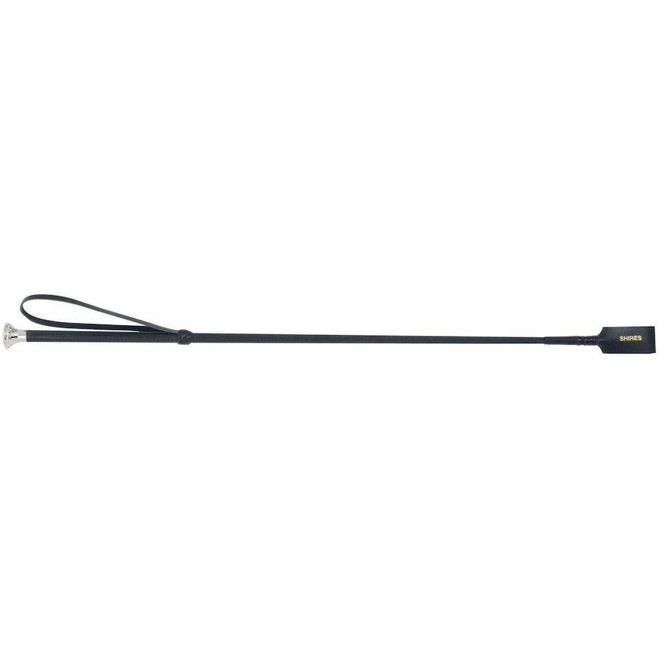 image 1 of Shires Leather Horse Show Whip - Black - 24in
