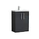image 1 of Balterley Level Compact Bathroom Cloakroom Vanity Basin Unit with Polymarble Basin, Handles | Black | Satin Soft Black | 840 x 605 x 360mm