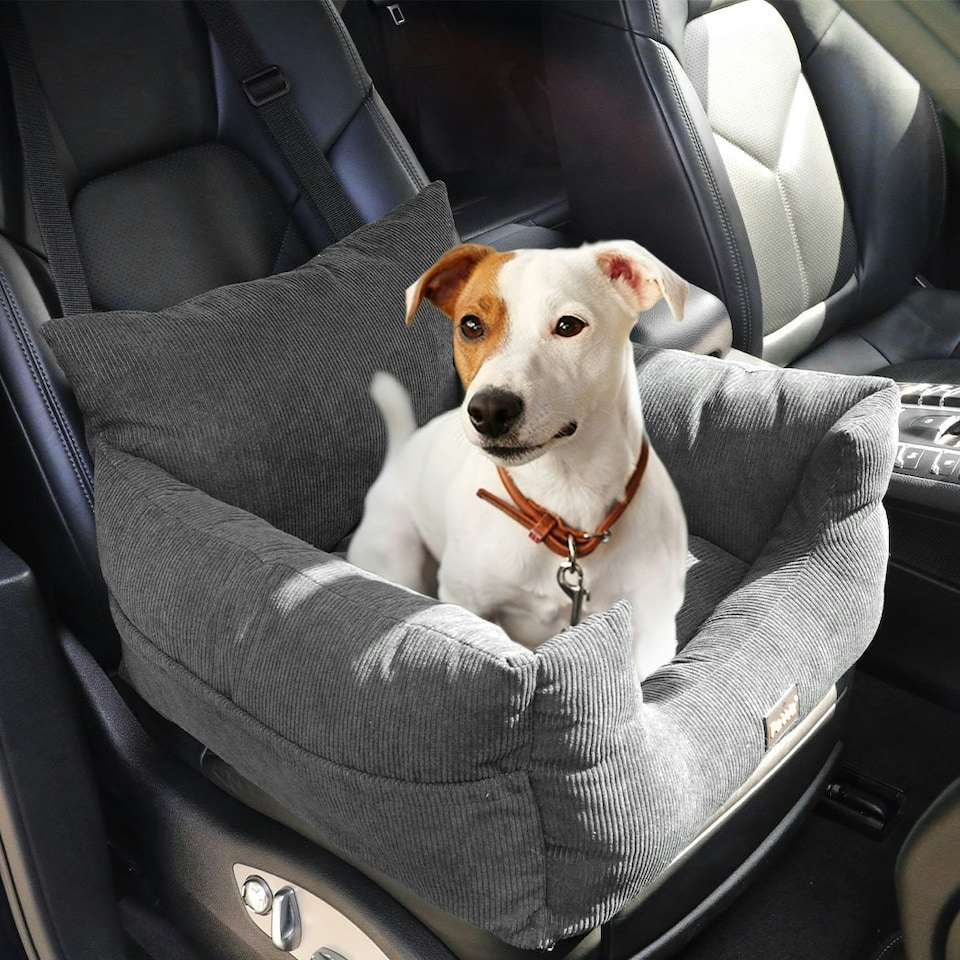 image 1 of Skylos Pet Car Booster Seat Dog Protector Portable Bed Removable Dark Grey M Grey | Grey | M