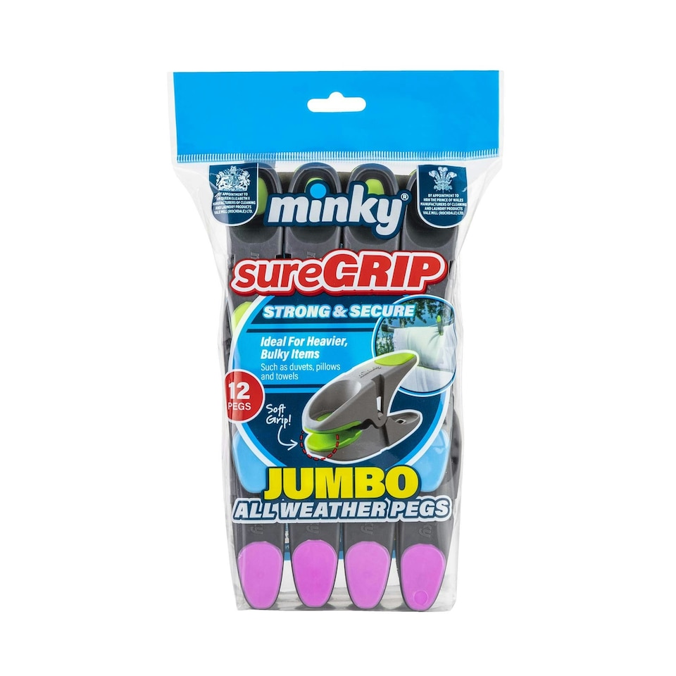 image 1 of Minky Pack of 12 Sure Grip Jumbo Pegs