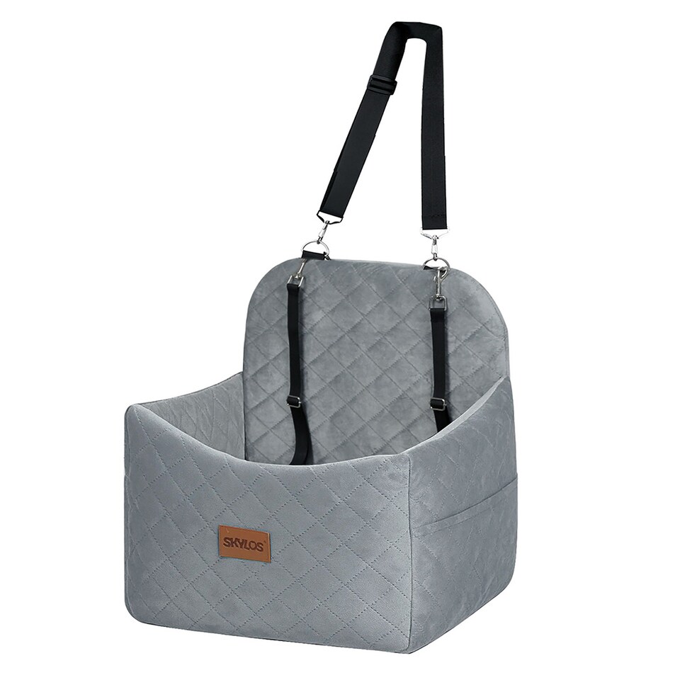 image 1 of Skylos Pet Booster Dog Car Seat Travel Carrier Bed Bag Basket Puppy | Grey | Grey