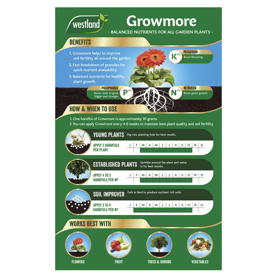 image 1 of Westland Growmore Fertiliser 4kg x 2 pack | Multi | 4kg x 2 | 2