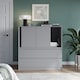 image 7 of 120cm 3 Sliding Door 4 Drawer Bedside Cabinet Storage End Unit Bedroom Furniture | Grey | Grey | 1