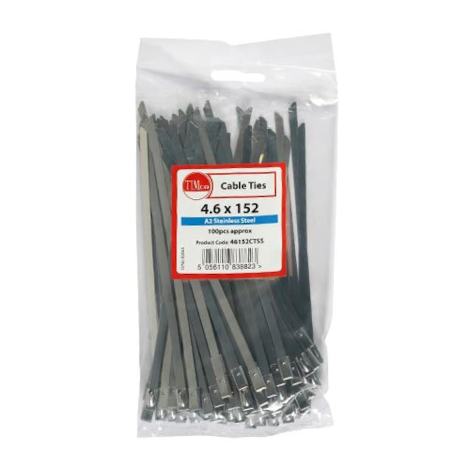image 1 of Timco - Cable Ties - Stainless Steel (Size 4.6 x 152 - 100 Pieces)