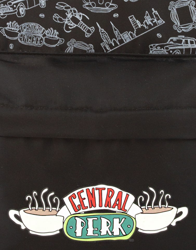 image 1 of FRIENDS Backpack Central Perk Logo Black Zip Stylish Fashion One Size | Black | Black