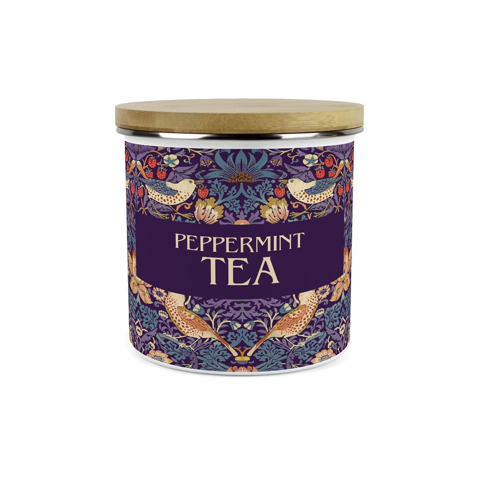 image 1 of Purple Strawberry Thief Large Peppermint Tea Canister