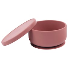 Tiny Dining Baby Silicone Suction Bowl with Lid - Dusty Rose Pink