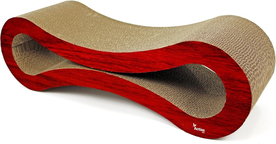 image 1 of Actiaspet - Large Cardboard Corrugated Sofa Bed Cat Scratcher with Free Catnip (Wood Effect)