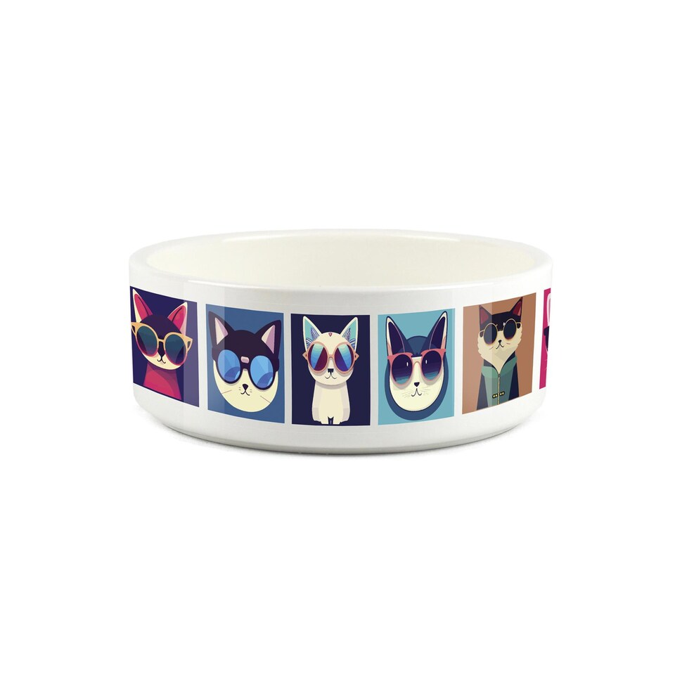 image 1 of Cool Cats Small Ceramic Pet Bowl - Food/Water Dish For Cats