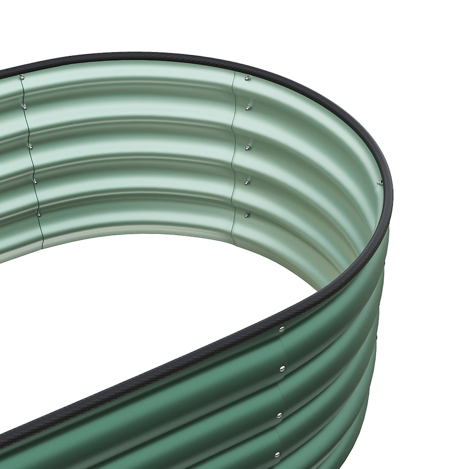 image 1 of Living and Home 2.4m Gardens Bed Oval-Shaped Galvanized Steel Garden Planter, Dark Green | Green | Dark Green | 240cm W x 80cm D x 42cm H