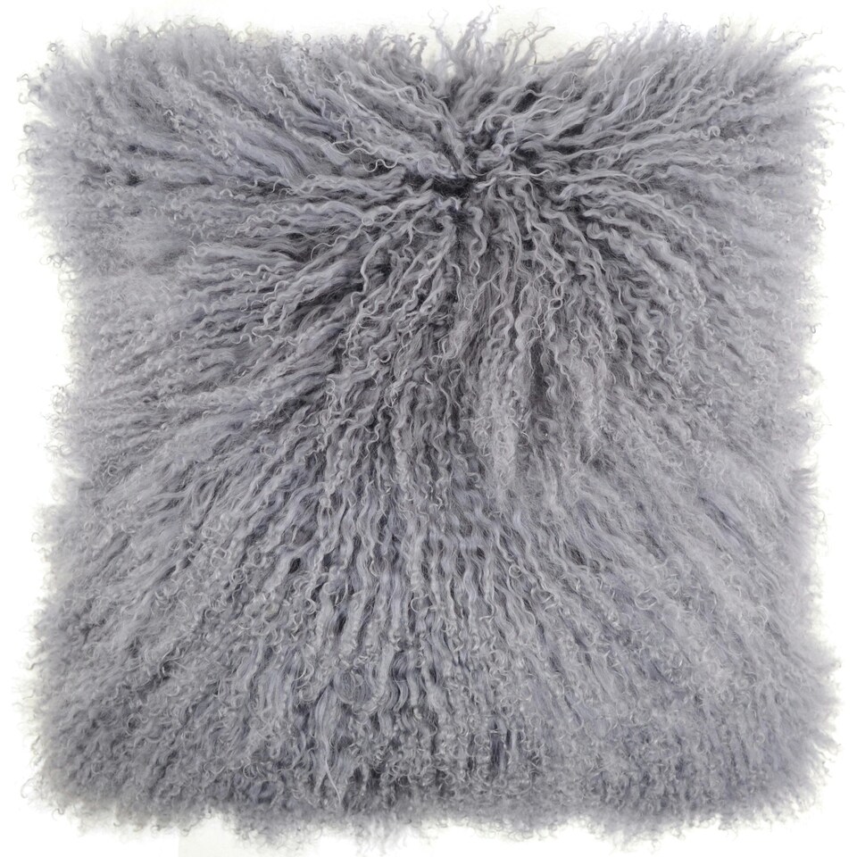 image 1 of SNUGRUGS Mongolian Sheepskin Cushion - Square - 40cm x 40cm Grey | 40cmx40cm