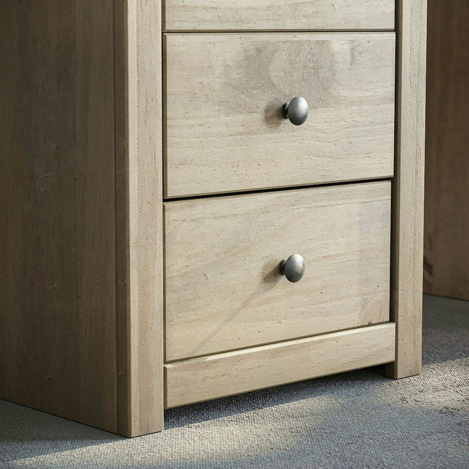 image 1 of Vida Designs Panama 5 Drawer Narrow Chest of Drawers Bedroom Storage, Solid Pine Wood