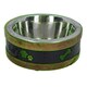 image 1 of Medium Wooden Ring With Removal Metal Bowl Dog Puppy Food Water Dish Brown