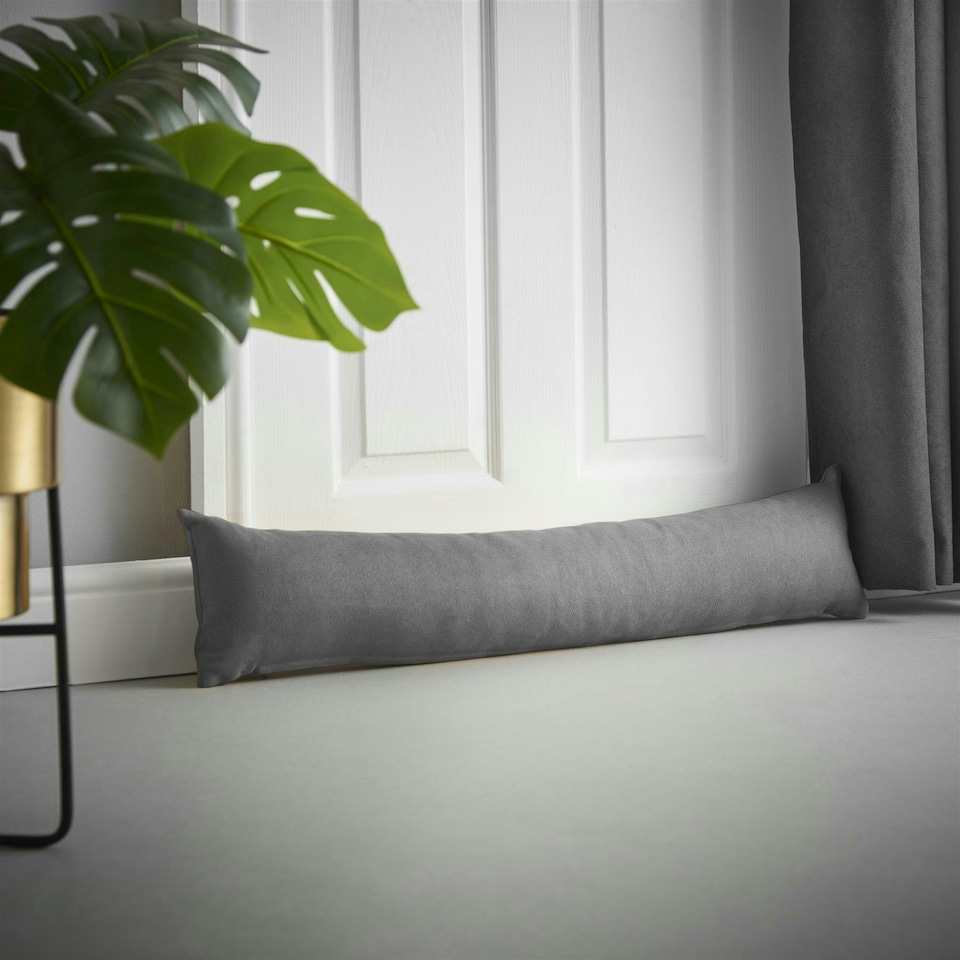 image 1 of Velvet Chenille Draught Excluder - 90cm x 15cm x 15cm - Slate