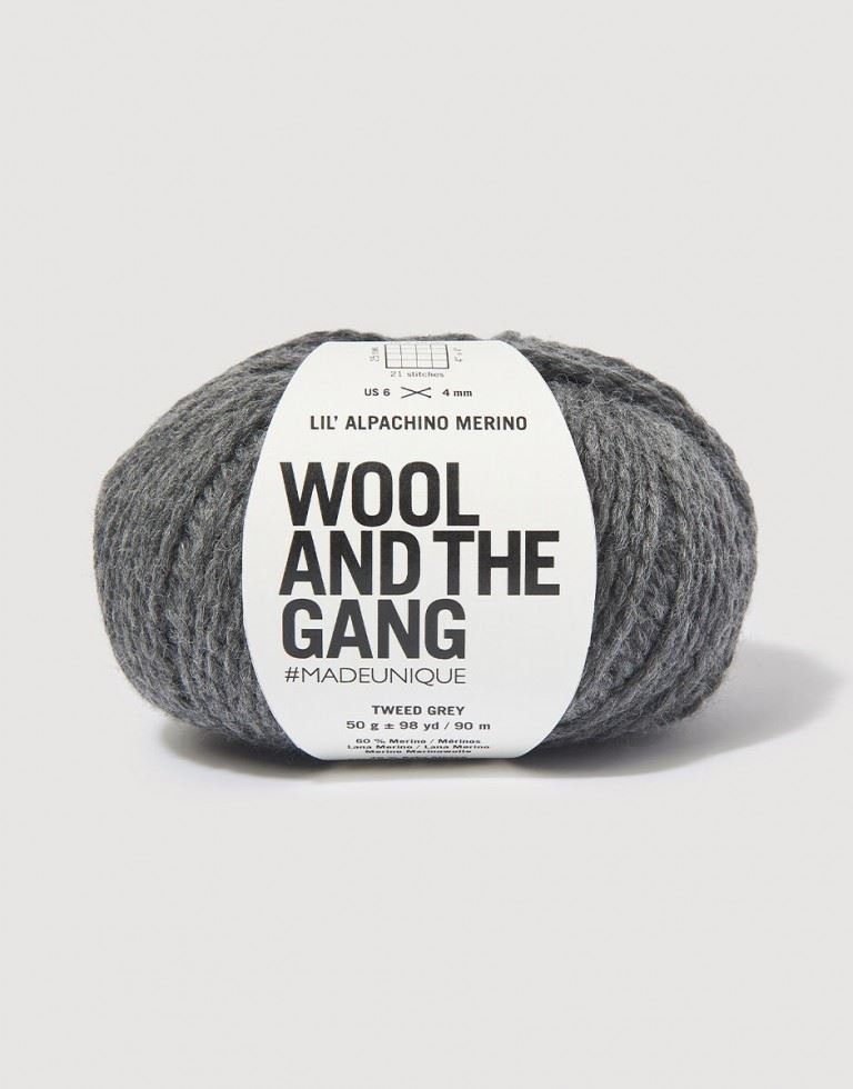Wool and the Gang Grey Lil Alpachino Merino DK Yarn For Crochet, Knitting - per 50 gram ball
