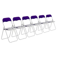Harbour Housewares Coloured Padded Folding Chairs - Purple - Pack of 6 | Purple | Purple