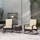 image 1 of Outsunny 3 Pieces Rattan Bistro Set, Wicker Garden Furniture Set with Cushions, Glass Top Coffee Table and Rocking Chairs, Small Balcony Furniture for Outdoor, Porch, Brown