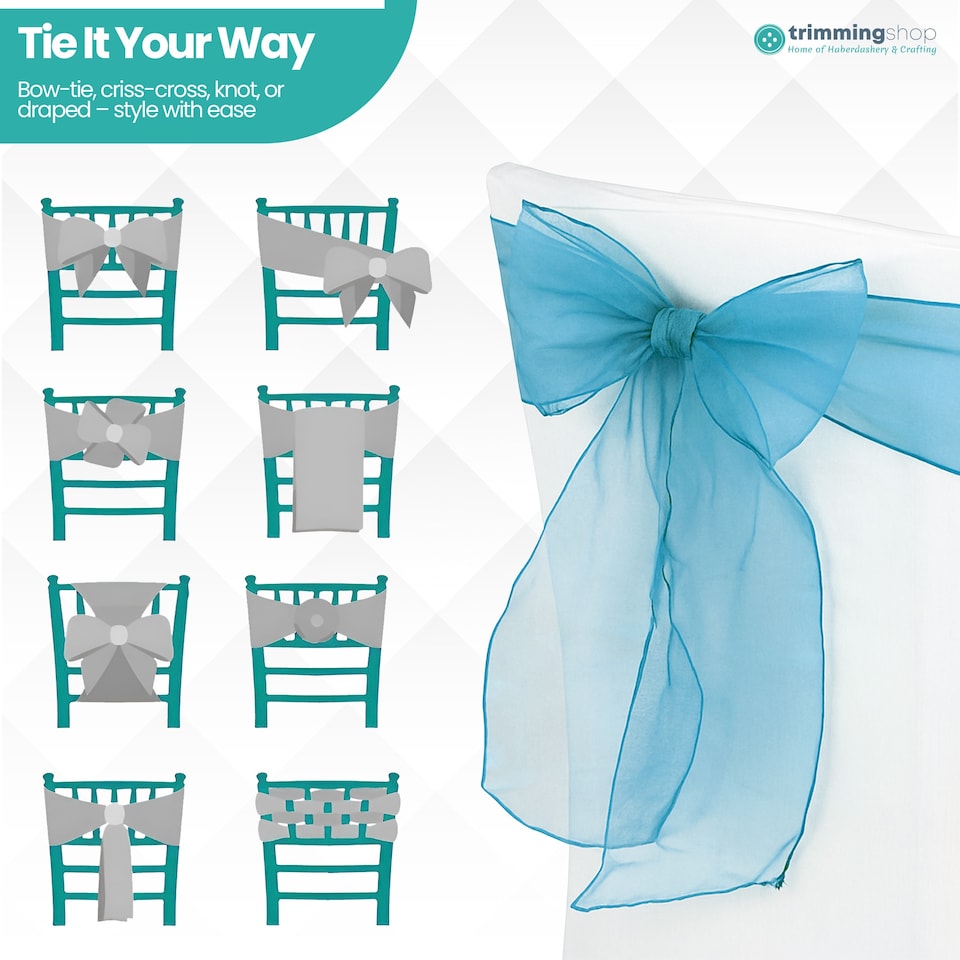 image 1 of 17 x 280cm Organza Chair Sashes, Sheer Sash Ties - 25pcs
