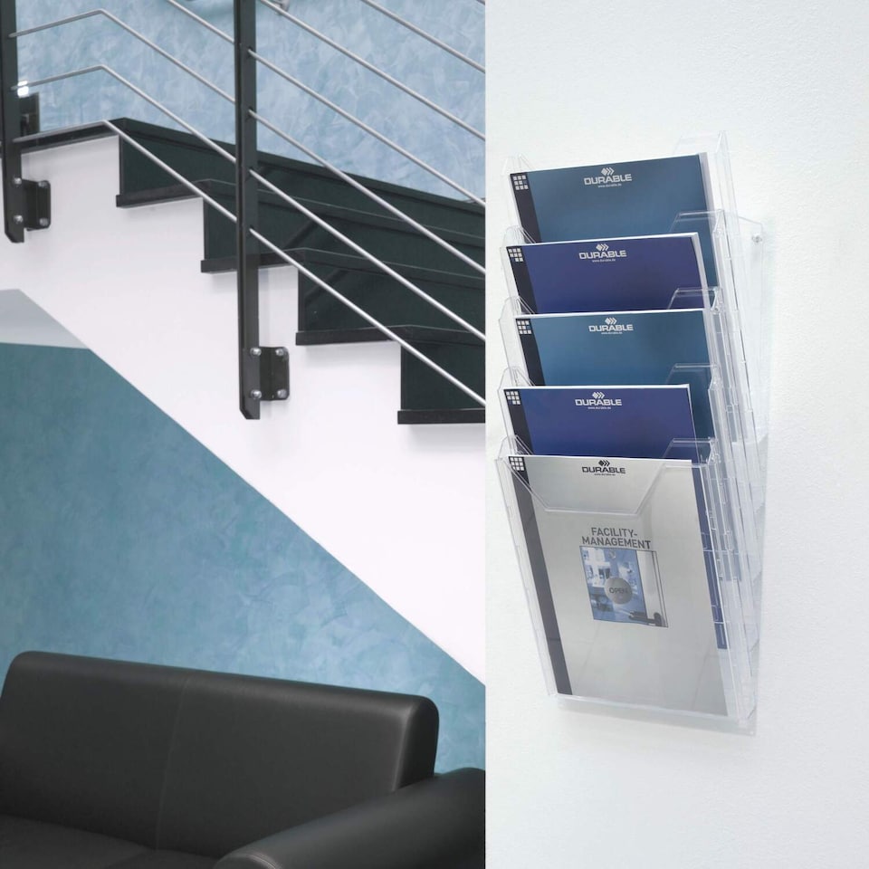 image 1 of Durable COMBIBOXX 5 Literature Tray | Stand & Wall Mount | A4 Portrait | Clear