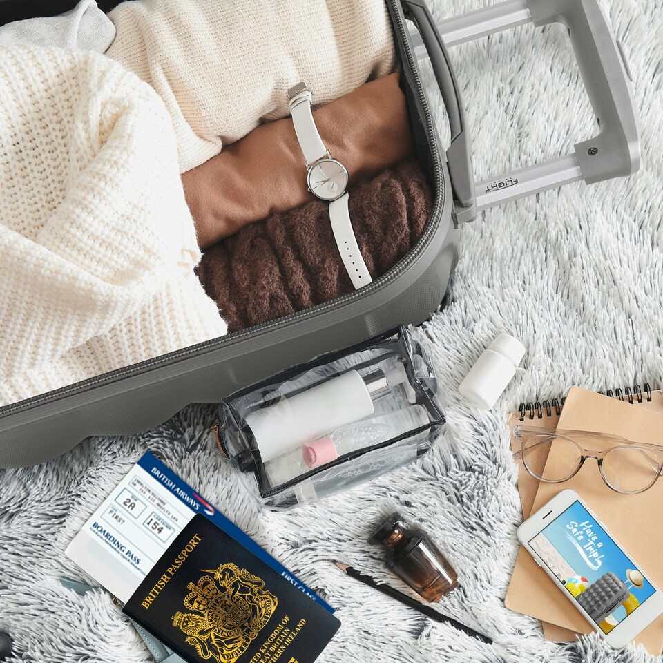 image 1 of Flight Knight Bubble Suitcase Ryanair easyJet Jet2 Approved 8 Wheel Hardcase Suitcases Cabin or Medium & Large Check-in Sizes | Grey | Anthracite | Large